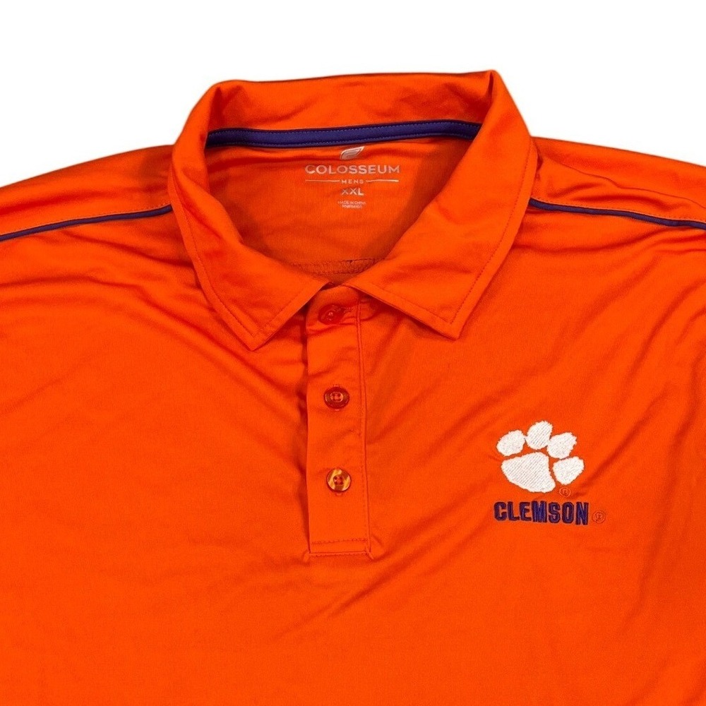 NWT Mens Colosseum Orange Clemson Tigers Polo Shirt XXL Paw Logo NCAA